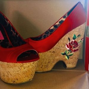 Betsy Johnson peep toe,  wedge